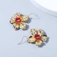 Korean Retro Shiny Flower Earrings Fashion Trend Beads Flower Earrings Wholesale main image 4