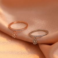 Simple Copper Inlaid Zircon Snowflake Ring New Creative Index Finger Ring Wholesale main image 4