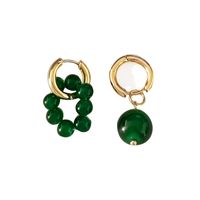 Retro Green Beaded Earrings Asymmetrical Round Earrings main image 6