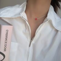 Korean Simple Red Heart Necklace Fashion Trendy Necklace main image 5