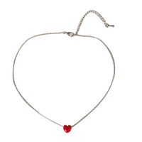 Korean Simple Red Heart Necklace Fashion Trendy Necklace main image 6