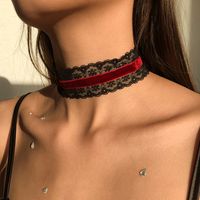 Choker Collar Necklace Gothic Lace Flower Hit Color Retro Necklace main image 1