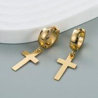 Korean Simple Cross Butterfly Titanium Steel Earrings Female Men Women Hip-hop Earrings main image 4