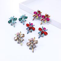 European And American Insects Colored Diamond Bee Earrings main image 3