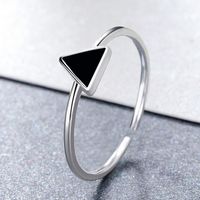 Korean New Fashion Black Epoxy Triangle Open Ring Female Niche Design Copper Ring main image 2