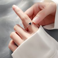 Korean New Fashion Black Epoxy Triangle Open Ring Female Niche Design Copper Ring main image 3
