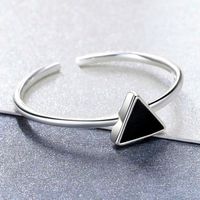 Korean New Fashion Black Epoxy Triangle Open Ring Female Niche Design Copper Ring main image 4