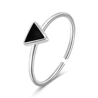 Korean New Fashion Black Epoxy Triangle Open Ring Female Niche Design Copper Ring main image 6