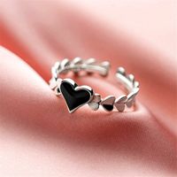 Di Jing Black Love Ring Korean نسخة أنثى من مزاج حلو وعصري فتاة على شكل قلب حلقة إصبع متعددة الاستخدامات main image 3