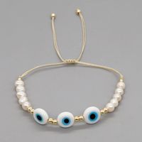 New Freshwater Pearl Glass Devil's Eye Stacking Small Bracelet sku image 1