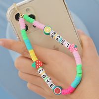 Simple Bohemian Gradient Short Beaded Soft Ceramic Acrylic Mobile Phone Chain Female sku image 1