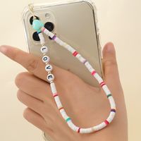 Black White Color Matching Soft Ceramic Handmade Beaded Mobile Phone Chain sku image 3