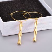 Fashion Bamboo Sticks Chain Earring Gold Titanium Steel Earrings Wholesale sku image 2
