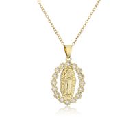 Classic Design Copper Micro-inlaid Zircon Religious Jewelry New Virgin Mary Necklace sku image 2