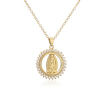 Classic Design Copper Micro-inlaid Zircon Religious Jewelry New Virgin Mary Necklace sku image 1