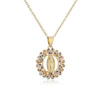 Classic Design Copper Micro-inlaid Zircon Religious Jewelry New Virgin Mary Necklace sku image 3