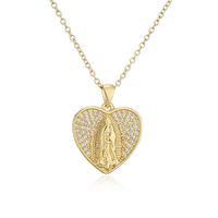 Europe And America Jewelry Copper Micro-inlaid Zircon Virgin Mary Pendant Golden Necklace sku image 1