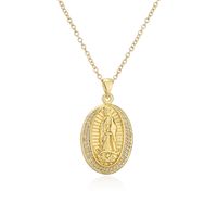 Europe And America Jewelry Copper Micro-inlaid Zircon Virgin Mary Pendant Golden Necklace sku image 2