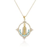 Virgin Mary Pendant Copper Micro-inlaid Zircon Jewelry Golden Necklace sku image 1