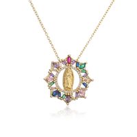 Virgin Mary Pendant Copper Micro-inlaid Zircon Jewelry Golden Necklace sku image 3