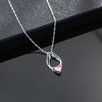 European And American Fashion Popular Heart Wing Inlaid Zircon Angel Wing Necklace sku image 1