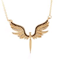 Europe And America Creative Rhinestone Angel Wings Guardian Necklace Clavicle Chain sku image 1