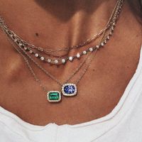 New Chain Set Fashion Popular Rhinestone Chain Multi-layer Necklace Accessories Wholesale sku image 1