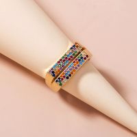 European And American Retro Simple Zircon Color T-shaped Ring Exaggerated Ring Female sku image 1