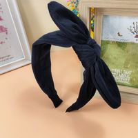 New Striped Flannel Rabbit Ears Headband Simple Hairpin Bow Hair Accessories sku image 2