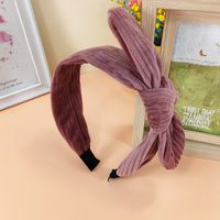 New Striped Flannel Rabbit Ears Headband Simple Hairpin Bow Hair Accessories sku image 4