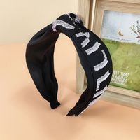 Retro Letters Hairy Knotted Wide-sided Ribbon Mixed Color Bowknot Pressed Hairband sku image 1