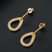 Fashion Drop-shaped Copper Micro-inlaid Zircon Earrings Female Simple sku image 1