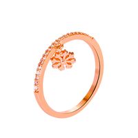 Simple Copper Inlaid Zircon Snowflake Ring New Creative Index Finger Ring Wholesale sku image 1