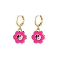 New Personality Cartoon Flower Earrings Fashion Alloy Drip Oil Flower Earrings sku image 1