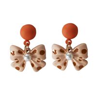 Cute Polka Dot Bow Stud Earrings Autumn And Winter New Earrings sku image 2