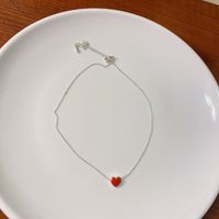 Korean Simple Red Heart Necklace Fashion Trendy Necklace sku image 1
