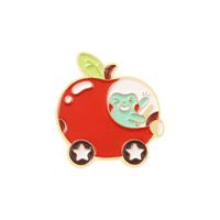 New Cute Animal Brooch Creative Cartoon Frog Watermelon Car Fruit Series Shape Paint Badge 12pcs Set sku image 1