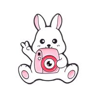 Brooch Creative Cartoon Cat Eat Fish Rabbit Play Mobile Phone Shape Paint Badge 12 Pcs Set sku image 4