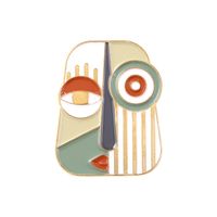 Persönlichkeit Hip-hop-stil Legierung Brosche Kreative Lustige Abstrakte Ölgemälde Maske Farbe Abzeichen Brosche 12 Stück Set sku image 2