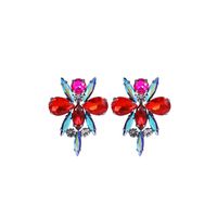 European And American Insects Colored Diamond Bee Earrings sku image 1