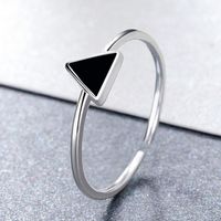 Korean New Fashion Black Epoxy Triangle Open Ring Female Niche Design Copper Ring sku image 1