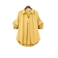Autumn And Winter New Two-color Fabric Shirt Large Size Loose Blouse sku image 1