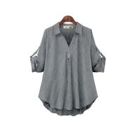 Autumn And Winter New Two-color Fabric Shirt Large Size Loose Blouse sku image 6