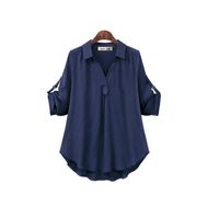 Autumn And Winter New Two-color Fabric Shirt Large Size Loose Blouse sku image 11