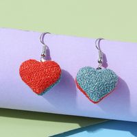 Korean Creative Popular Knitted Wool Peach Heart Earrings Wholesale sku image 2