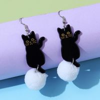 European And American French Fairy Creative Cat Fluff Ball Earrings Wholesale main image 1