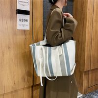 Bag Large Capacity Commuter Canvas Bag 2021 New Trendy Net Red Striped Tote Bag main image 6