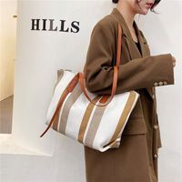 Bag Large Capacity Commuter Canvas Bag 2021 New Trendy Net Red Striped Tote Bag main image 4