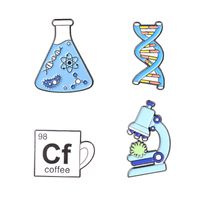 European And American New Chemical Biological Alloy Brooch Creative Cartoon Microscope Cf Cup Dna Modeling Paint Badge main image 1