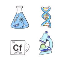 European And American New Chemical Biological Alloy Brooch Creative Cartoon Microscope Cf Cup Dna Modeling Paint Badge main image 2